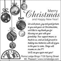 ROMA LODGE BINGO - Ad from 2025-01-02